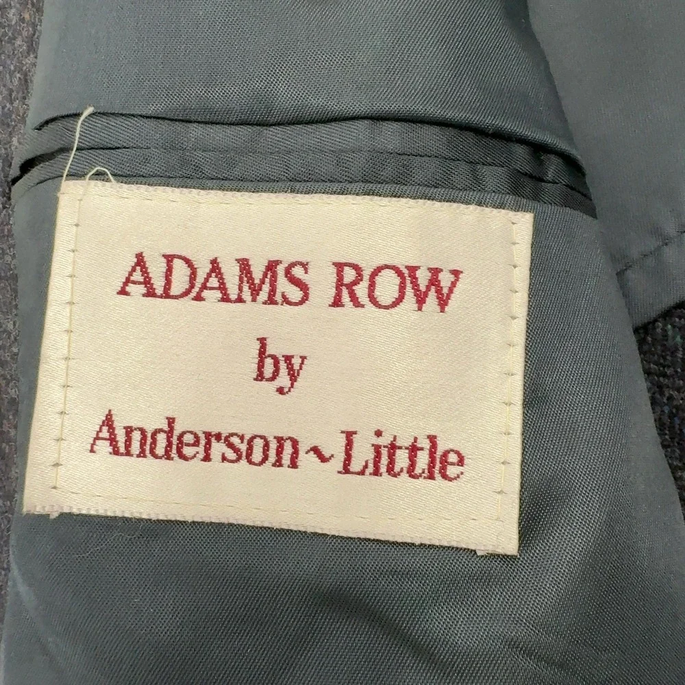 Vintage Adams Row x Anderson Little Blazer Mens 42 Grey Wool Herringbone Classic